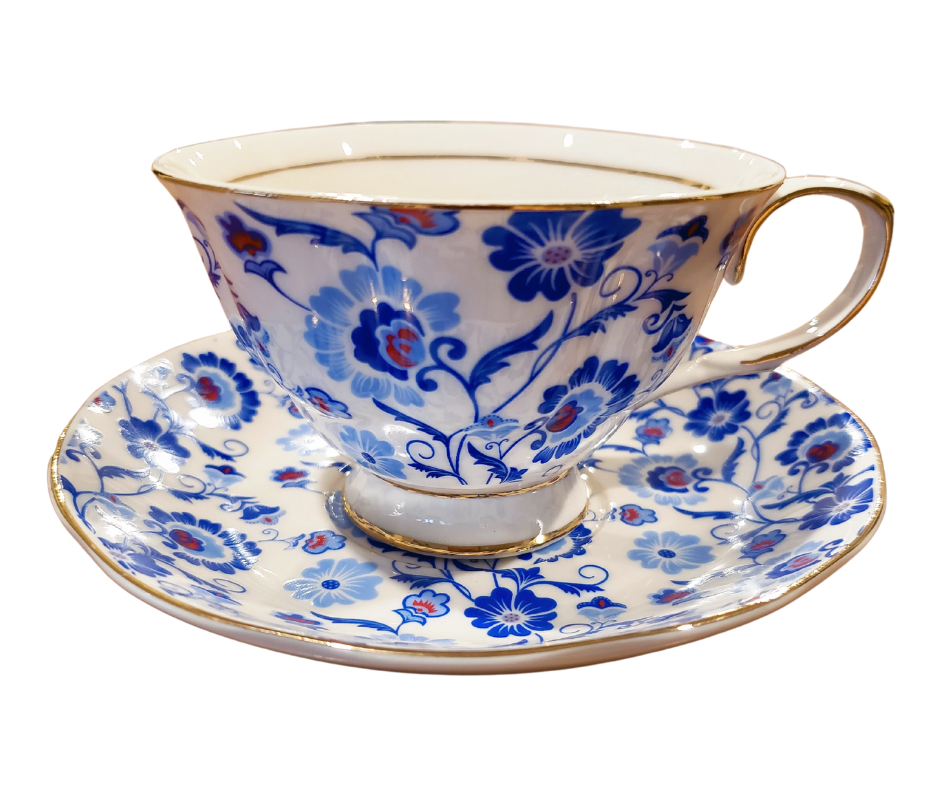 Sunshine Blue Sprays Teacup & Saucer Set