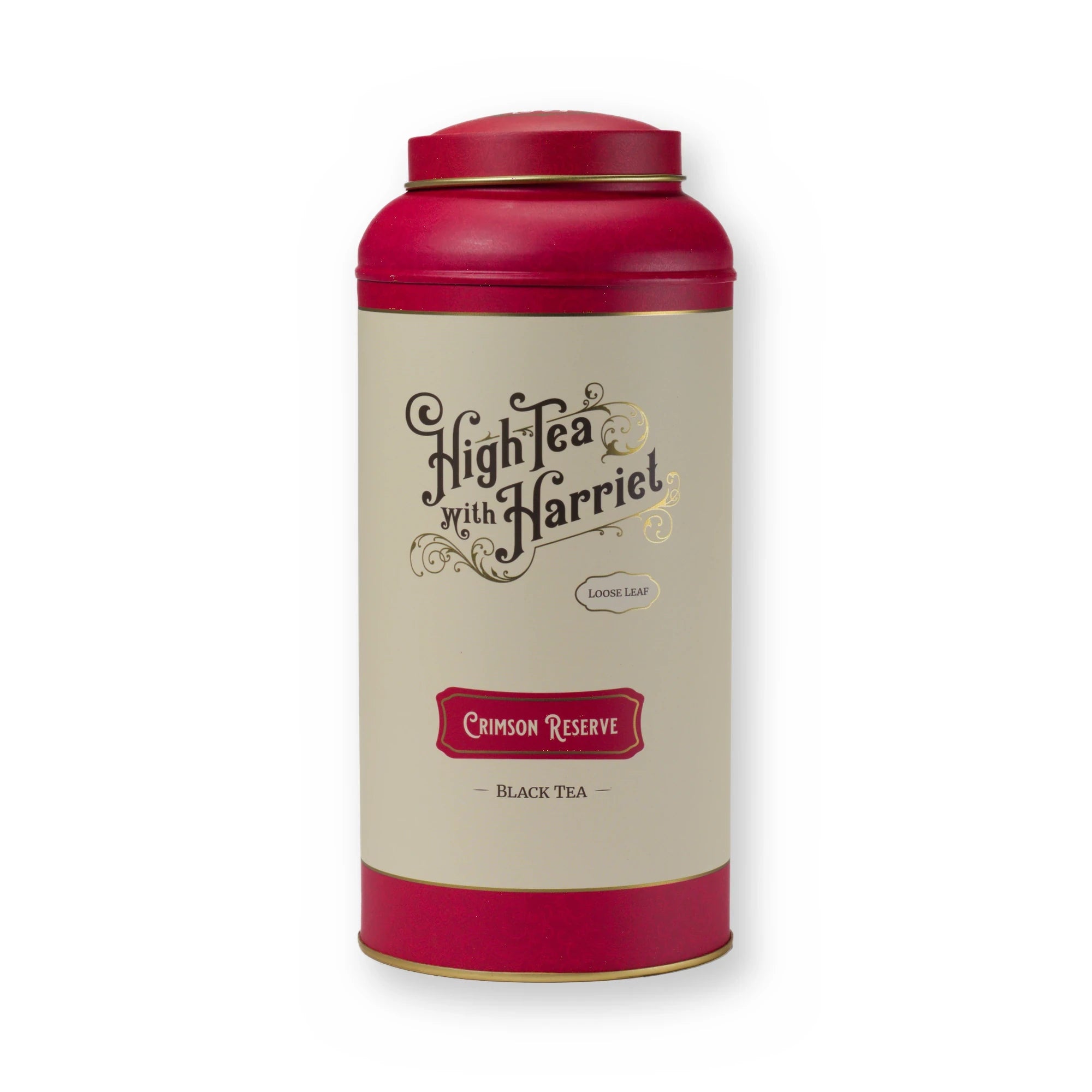 Crimson Reserve smooth & strong black tea, large tin, front