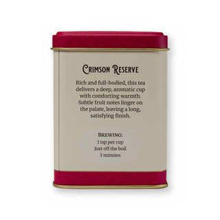 Crimson Reserve smooth & strong black tea, small tin, back