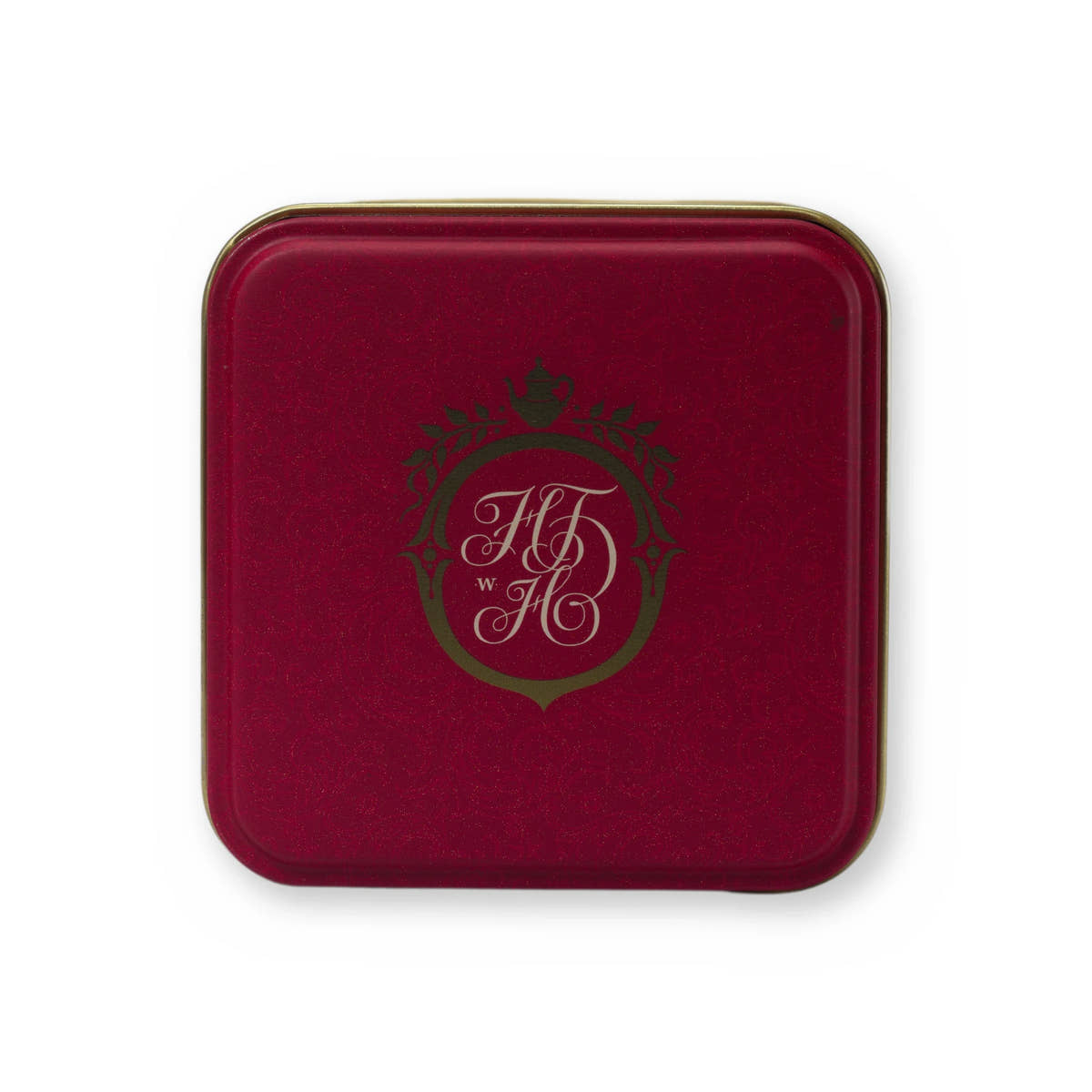 Crimson Reserve smooth & strong black tea, small tin, lid from above
