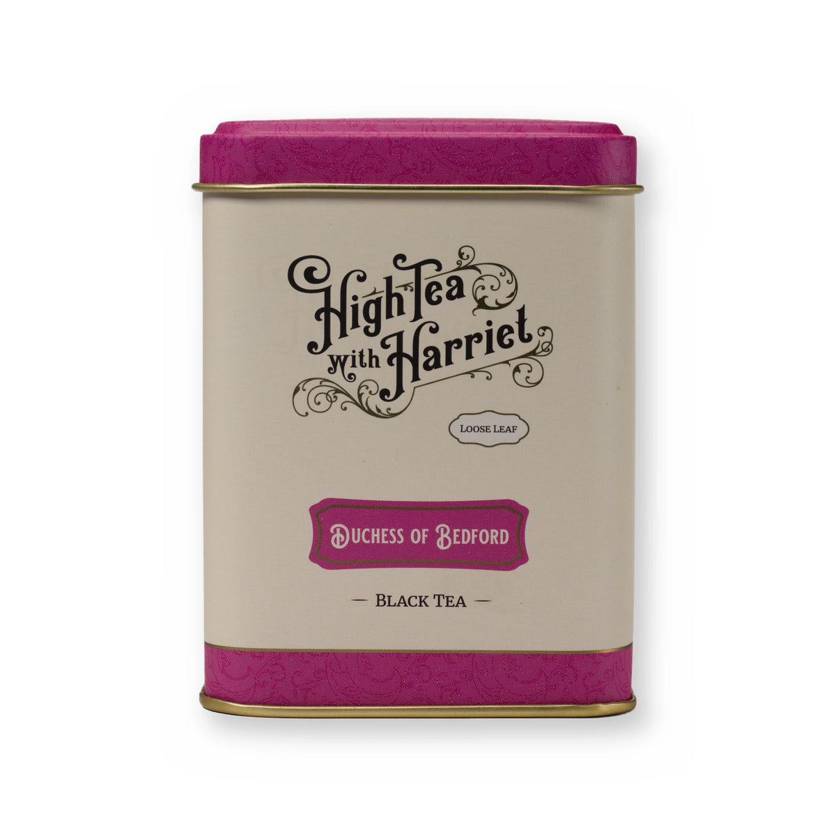 Duchess of Bedford floral & creamy black tea, small tin, front