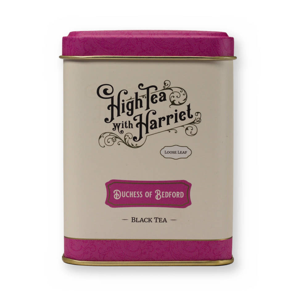 Duchess of Bedford floral & creamy black tea, small tin, front