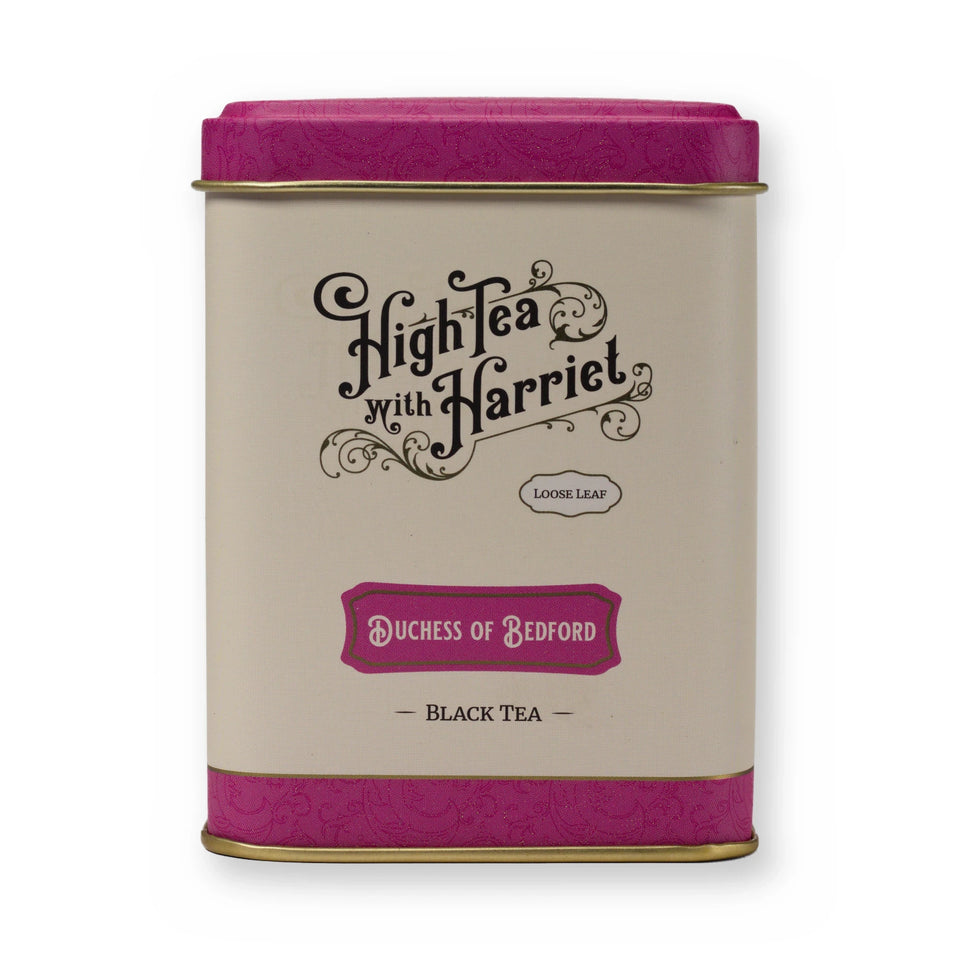 Duchess of Bedford floral & creamy black tea, small tin, front