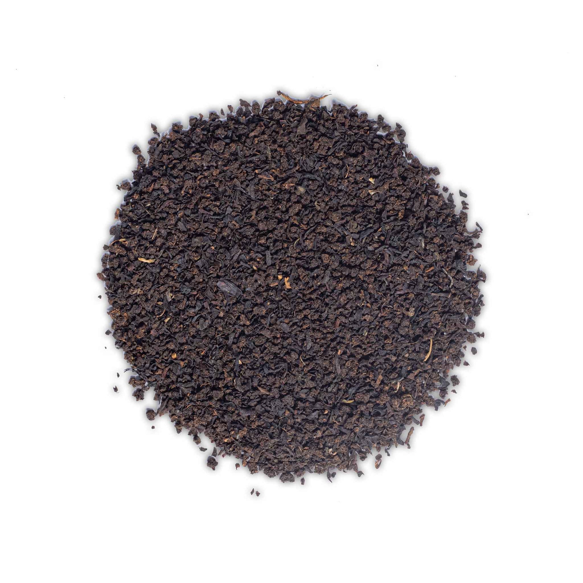 Loose leaf Elevenses Irish Breakfast tea by High Tea with Harriet featuring dark, bold tea leaves on white background