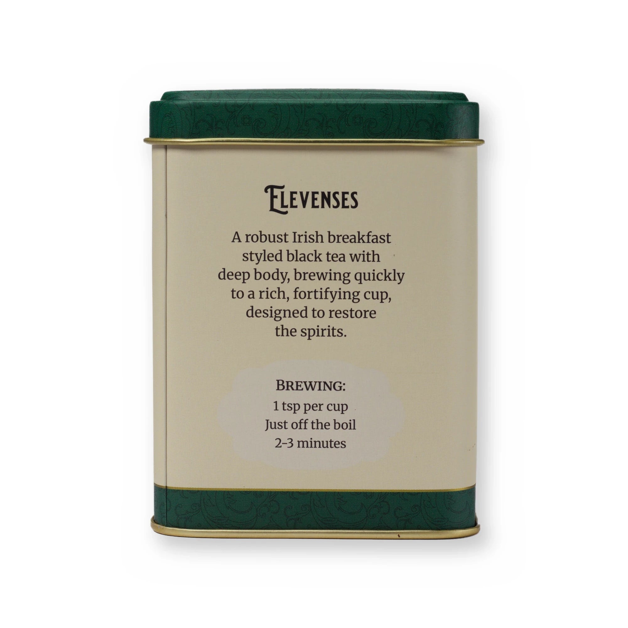 Elevenses bold & velvety black tea, small tin, back