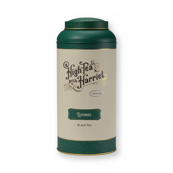 Empty Elevenses tin, large tin, front