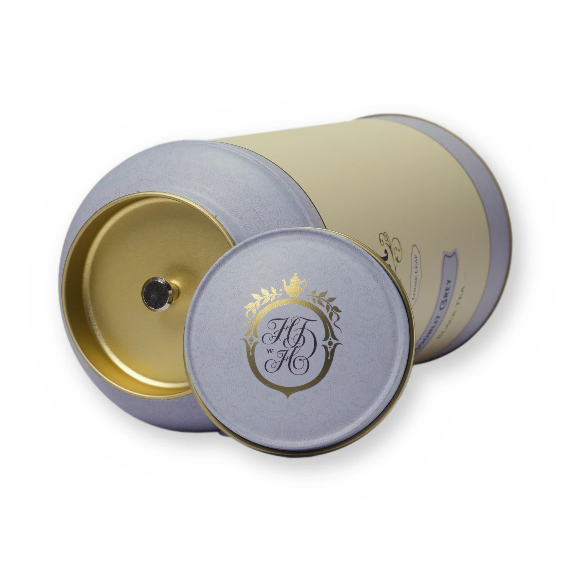 Empty French Earl Grey tin, large tin, lid