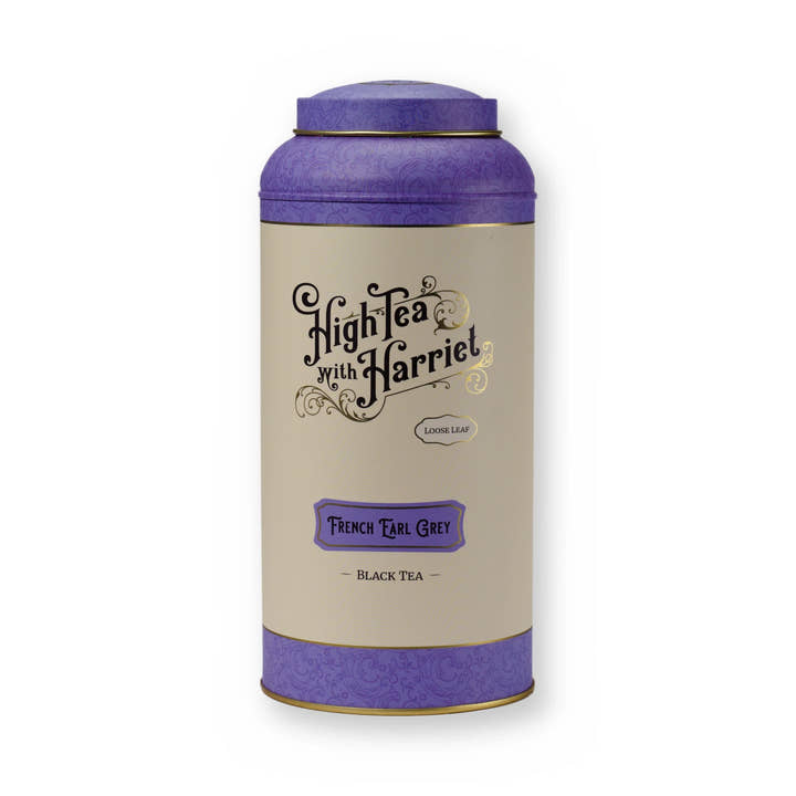 Empty French Earl Grey tin, large tin, front