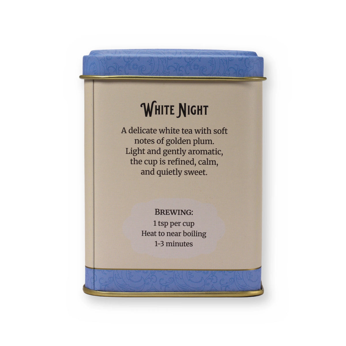 Empty White Night tin, small tin, back
