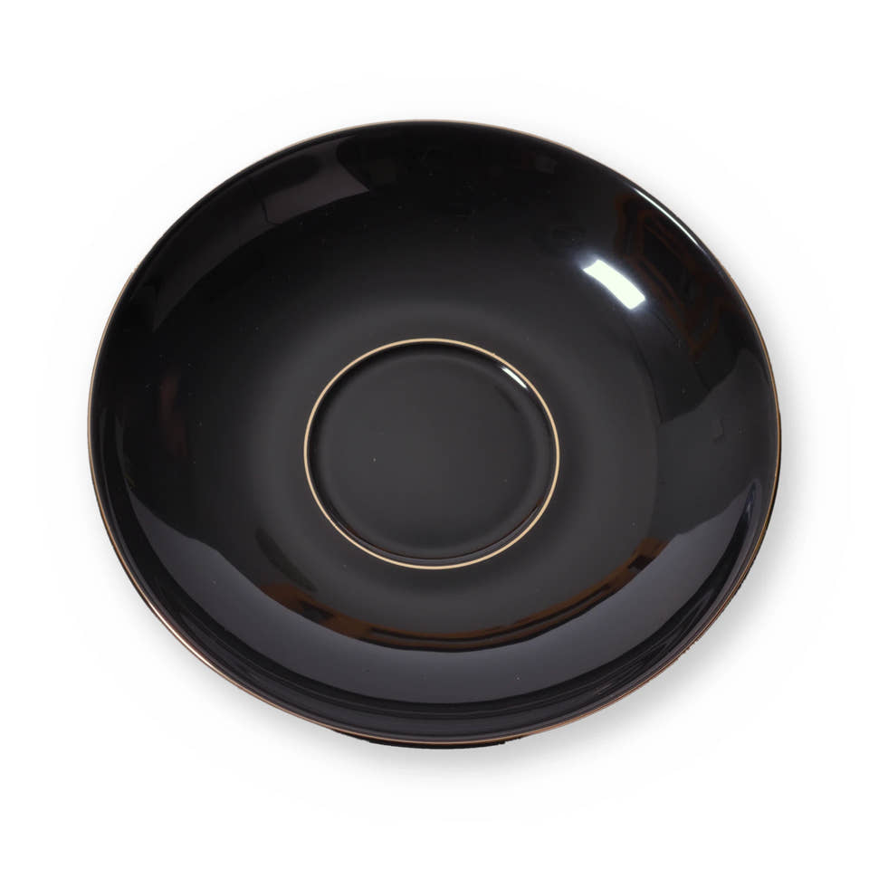 Fine bone china saucer, Black Plain design, from above