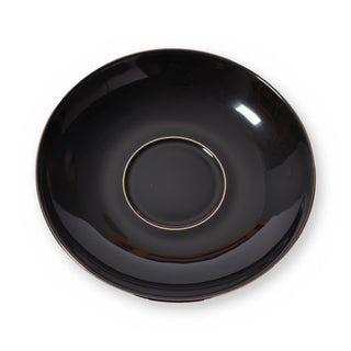 Fine bone china saucer, Black Plain design, from above