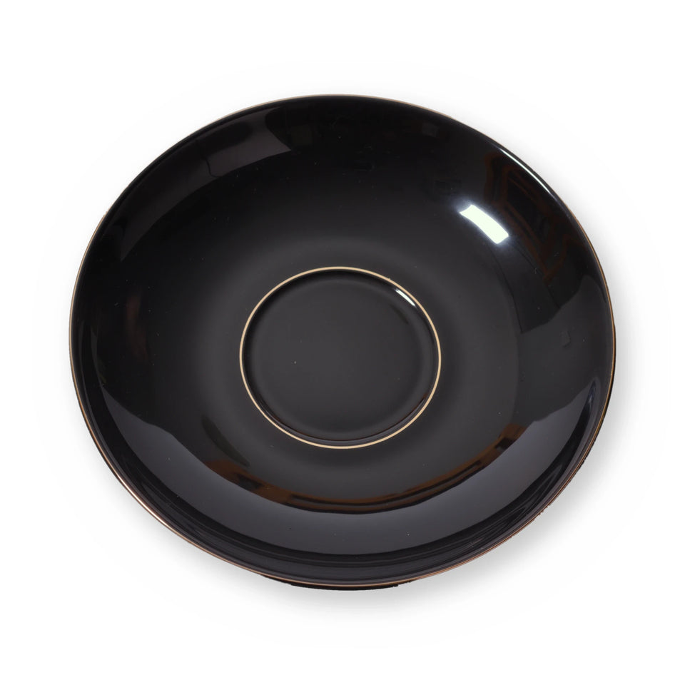 Fine bone china saucer, Black Plain design, from above