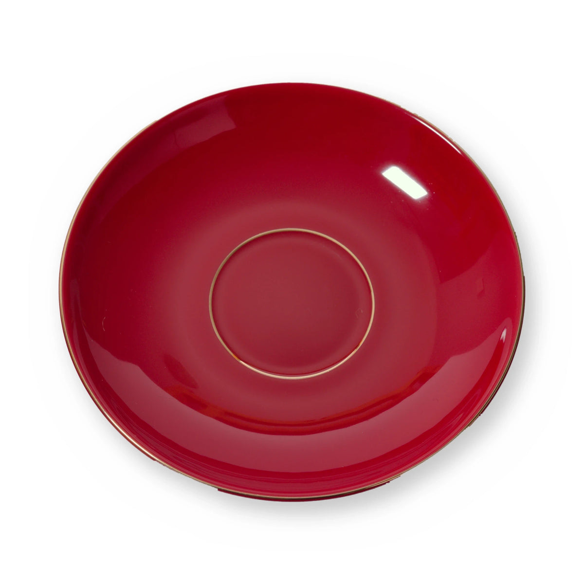 Fine bone china saucer, Red Plain design, from above