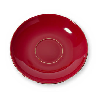Fine bone china saucer, Red Plain design, from above