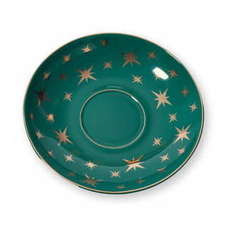 Fine bone china saucer, Green Star design, from above
