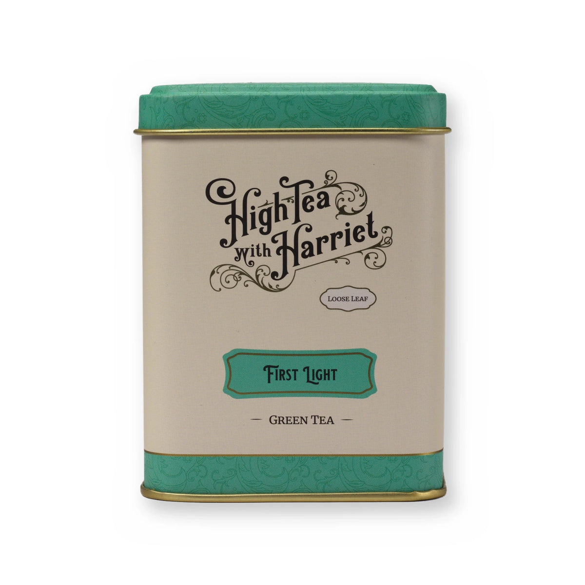 First Light lemongrass & mint green tea, small tin, front