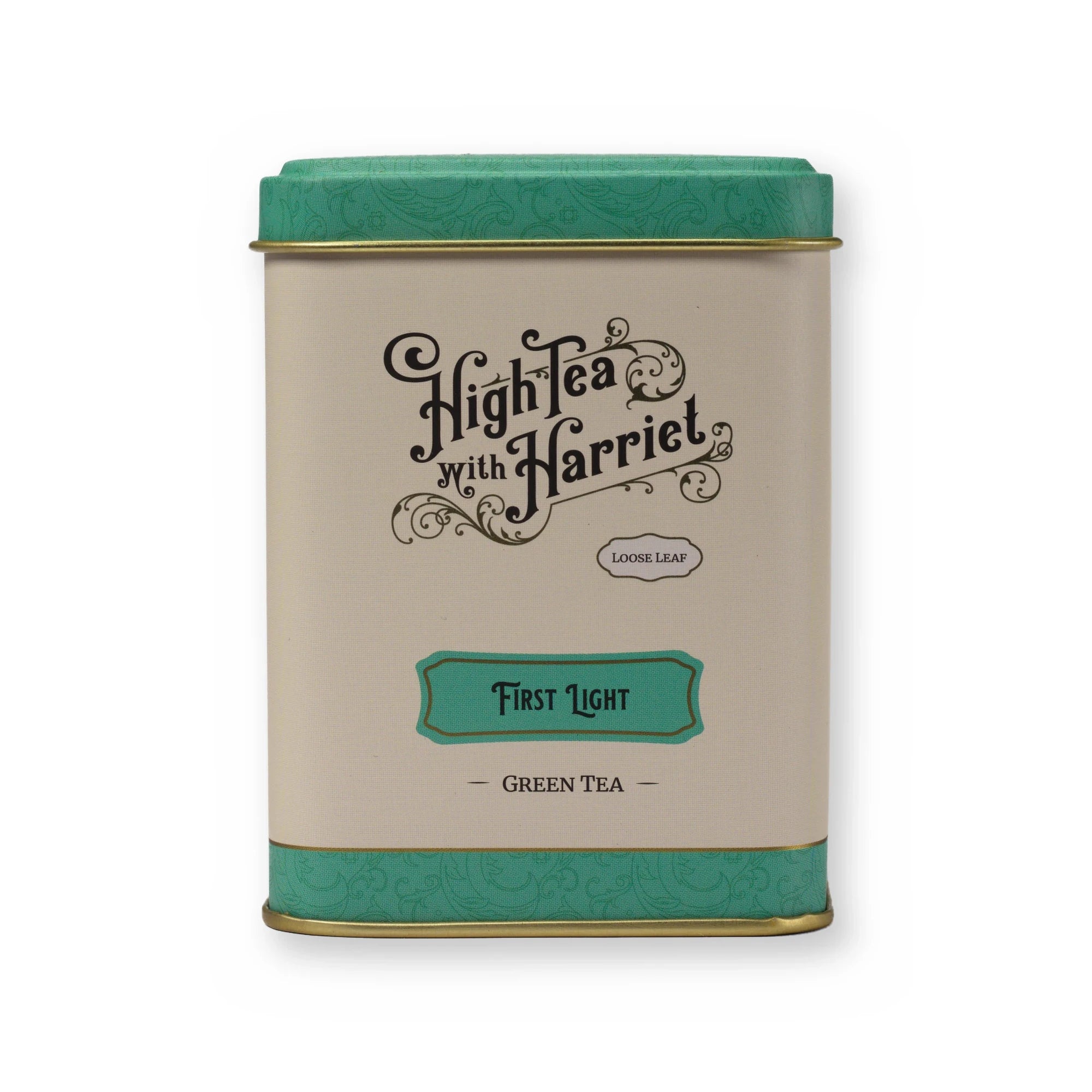 First Light lemongrass & mint green tea, small tin, front