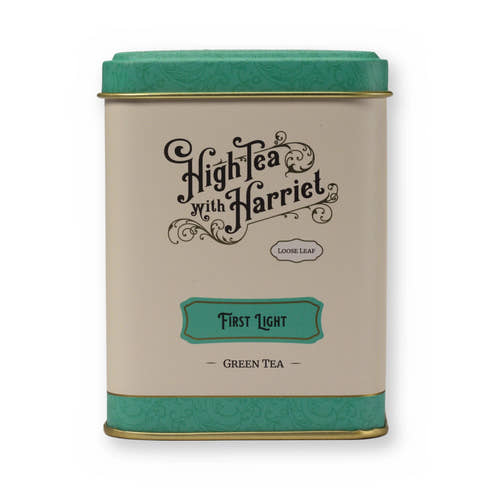 First Light lemongrass & mint green tea, small tin, front
