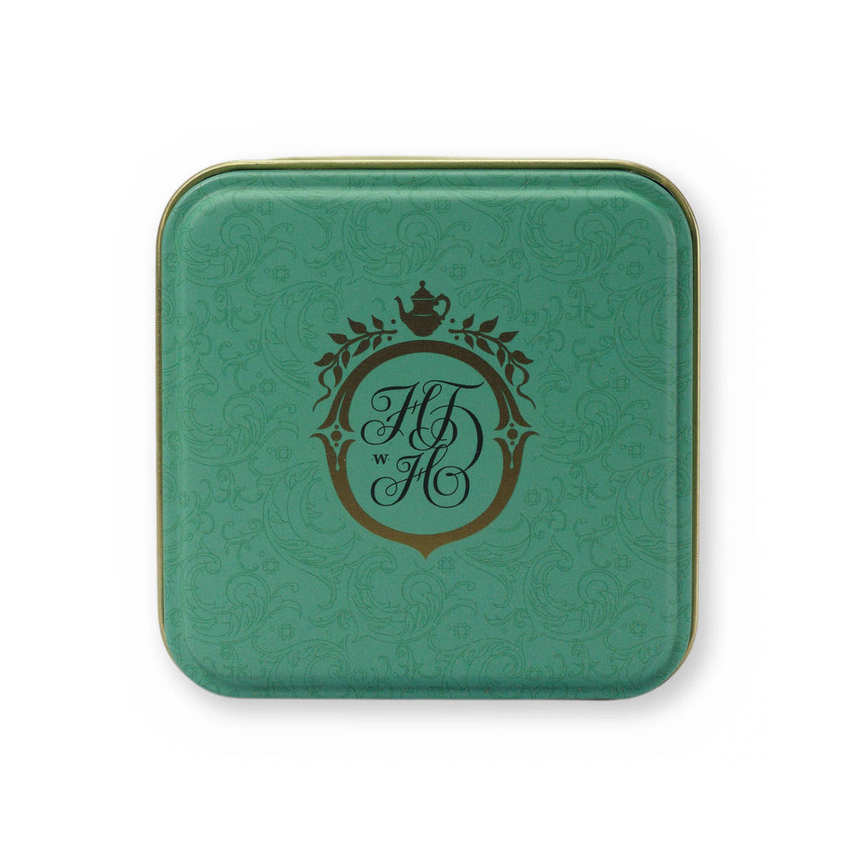 First Light lemongrass & mint green tea, small tin, lid from above