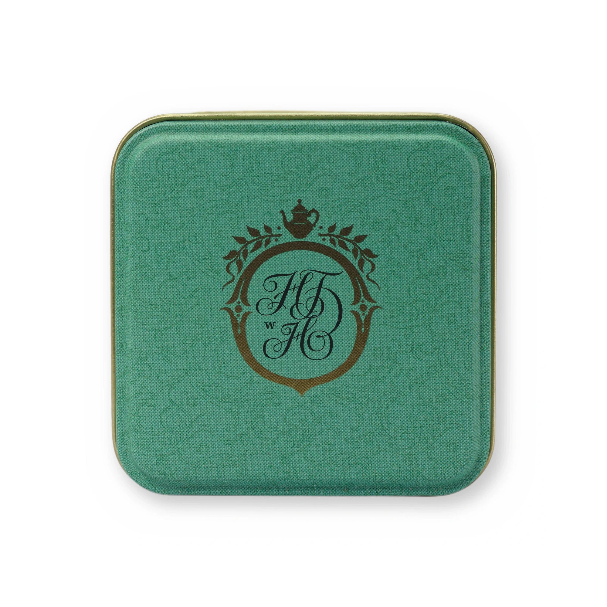 First Light lemongrass & mint green tea, small tin, lid from above