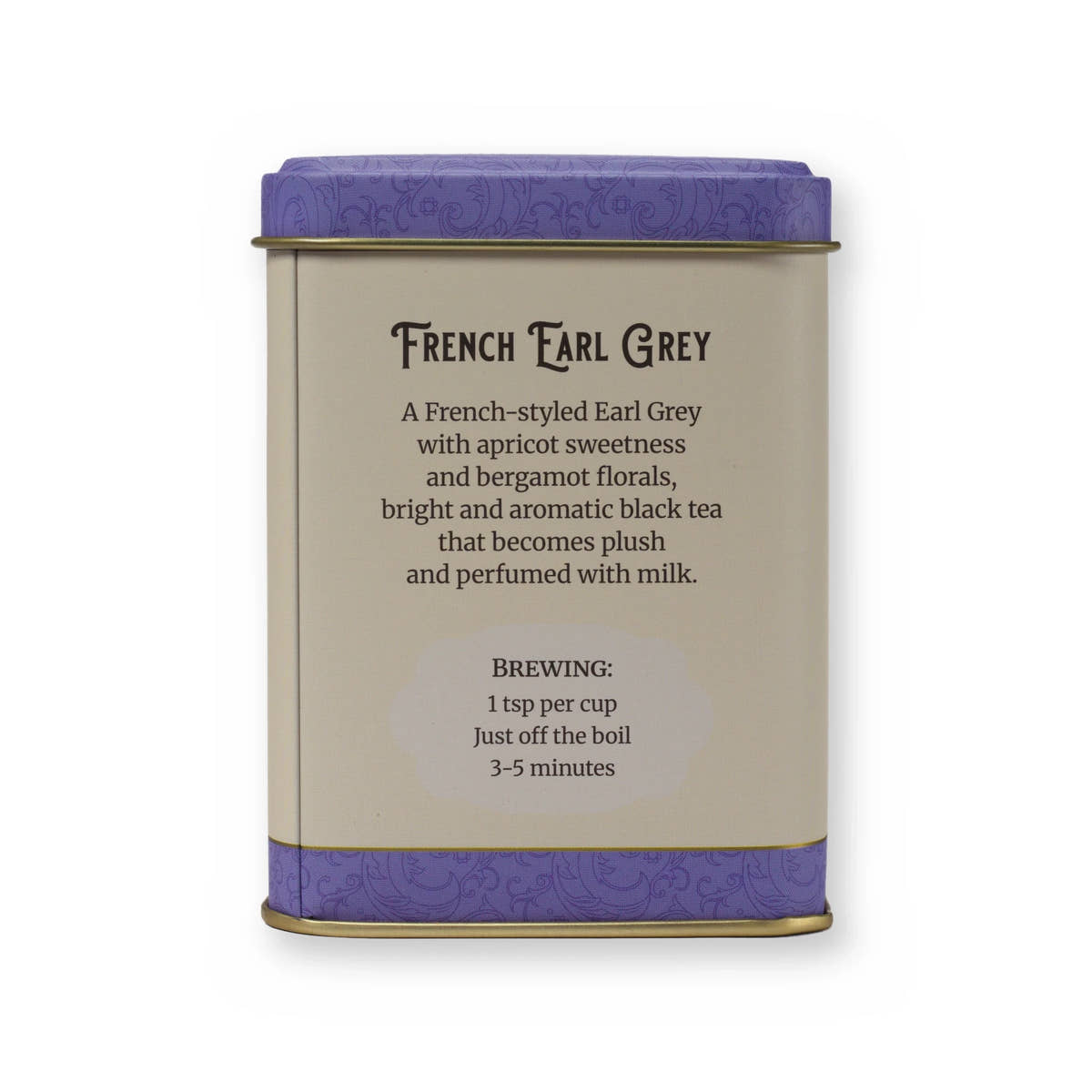 French Earl Grey apricot & floral black tea, small tin, back