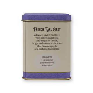 French Earl Grey apricot & floral black tea, small tin, back