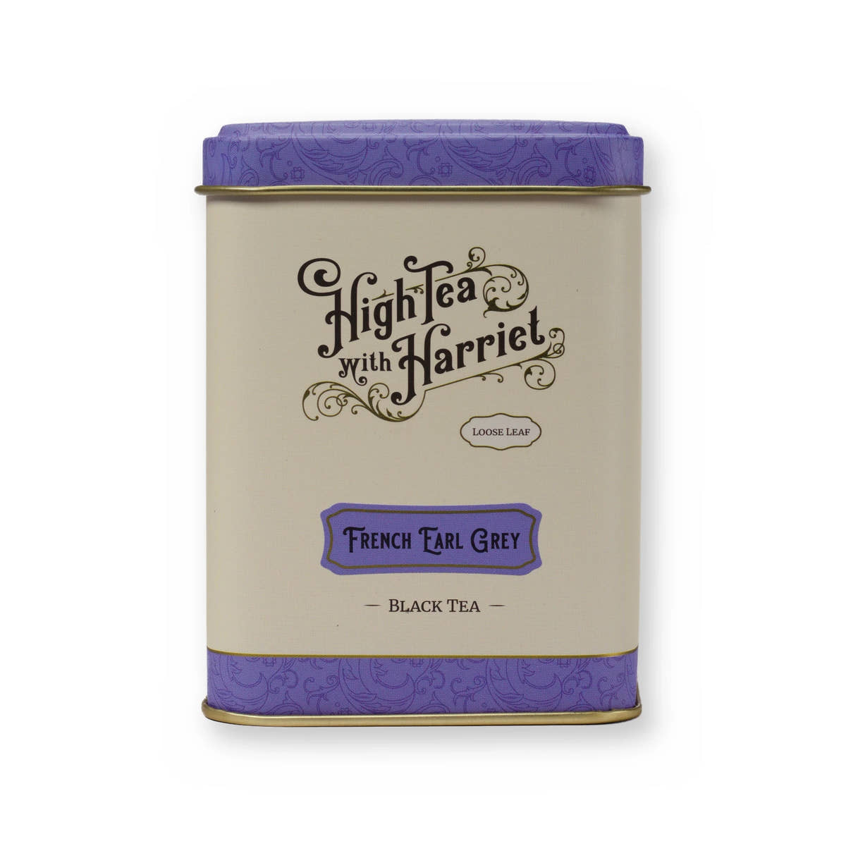 French Earl Grey apricot & floral black tea, small tin, front