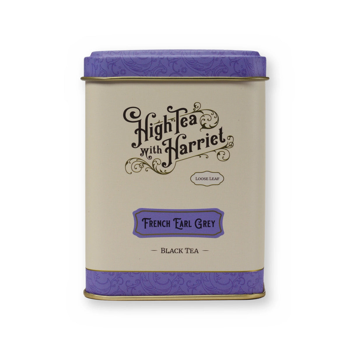 French Earl Grey apricot & floral black tea, small tin, front