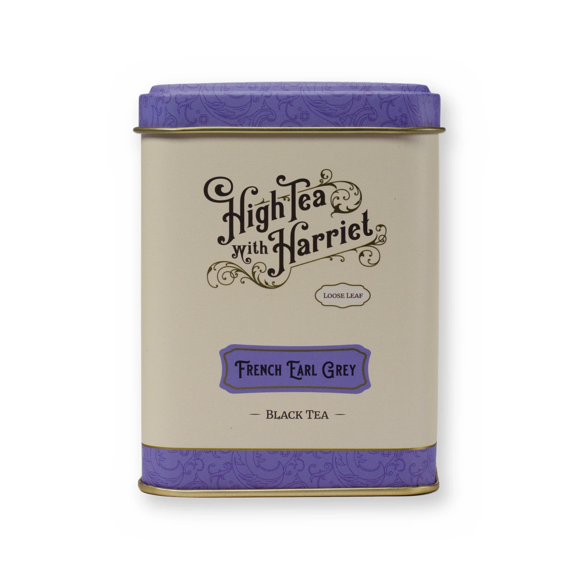 French Earl Grey apricot & floral black tea, small tin, front