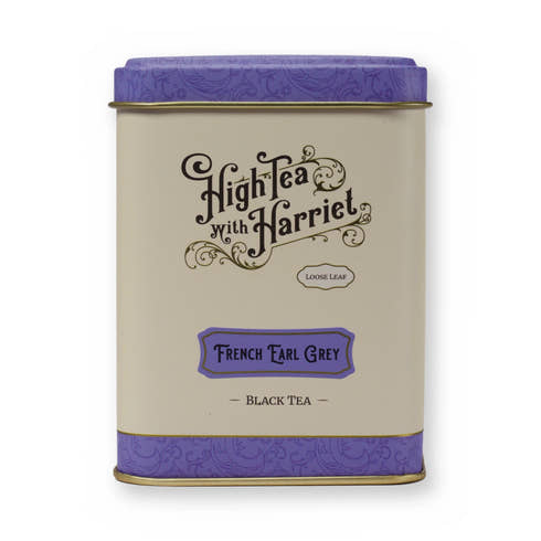 French Earl Grey apricot & floral black tea, small tin, front