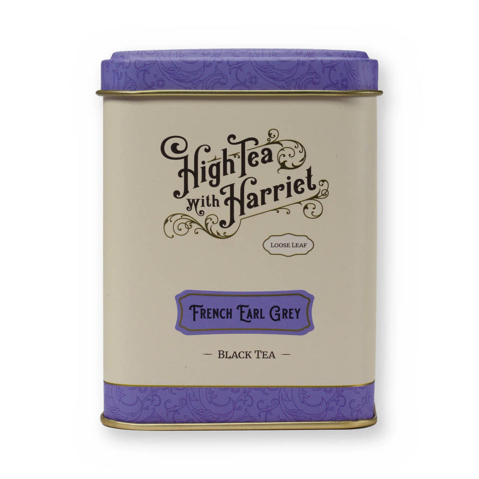 French Earl Grey apricot & floral black tea, small tin, front