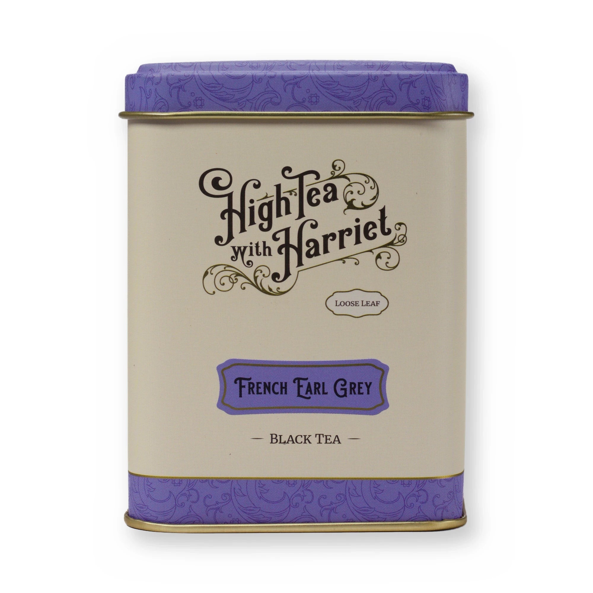 French Earl Grey apricot & floral black tea, small tin, front