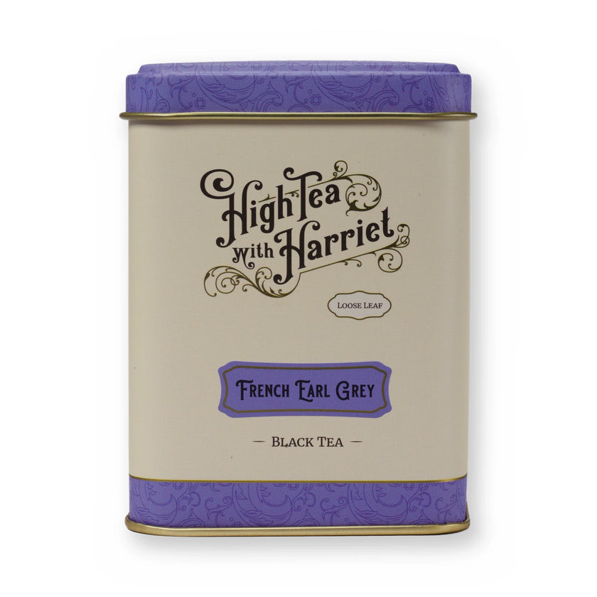 French Earl Grey apricot & floral black tea, small tin, front
