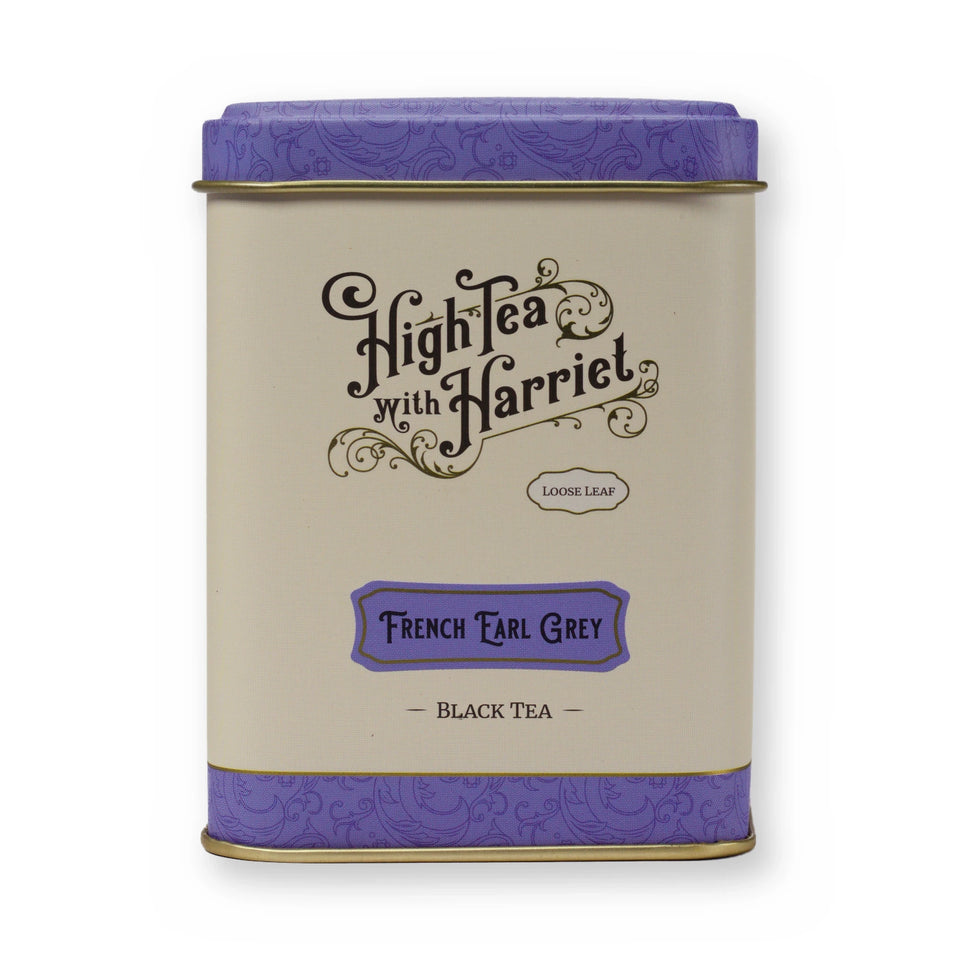 French Earl Grey apricot & floral black tea, small tin, front