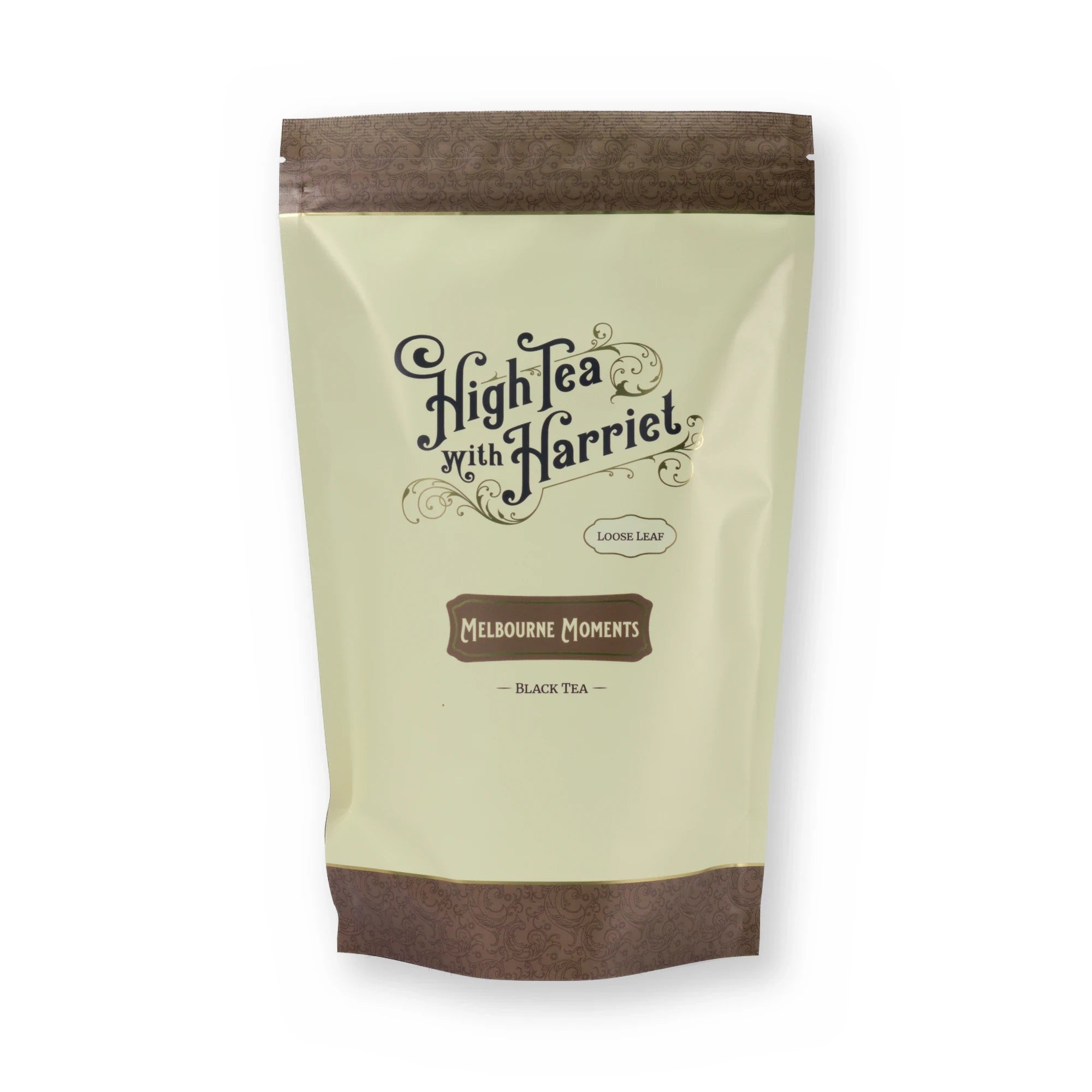 Melbourne Moments caramel & cacao black tea, pouch, front