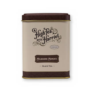 Melbourne Moments caramel & cacao black tea, small tin, front