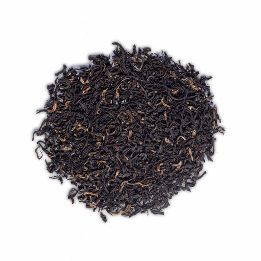 Loose leaf black tea for High Tea with Harriet Morning Tea blend on white background