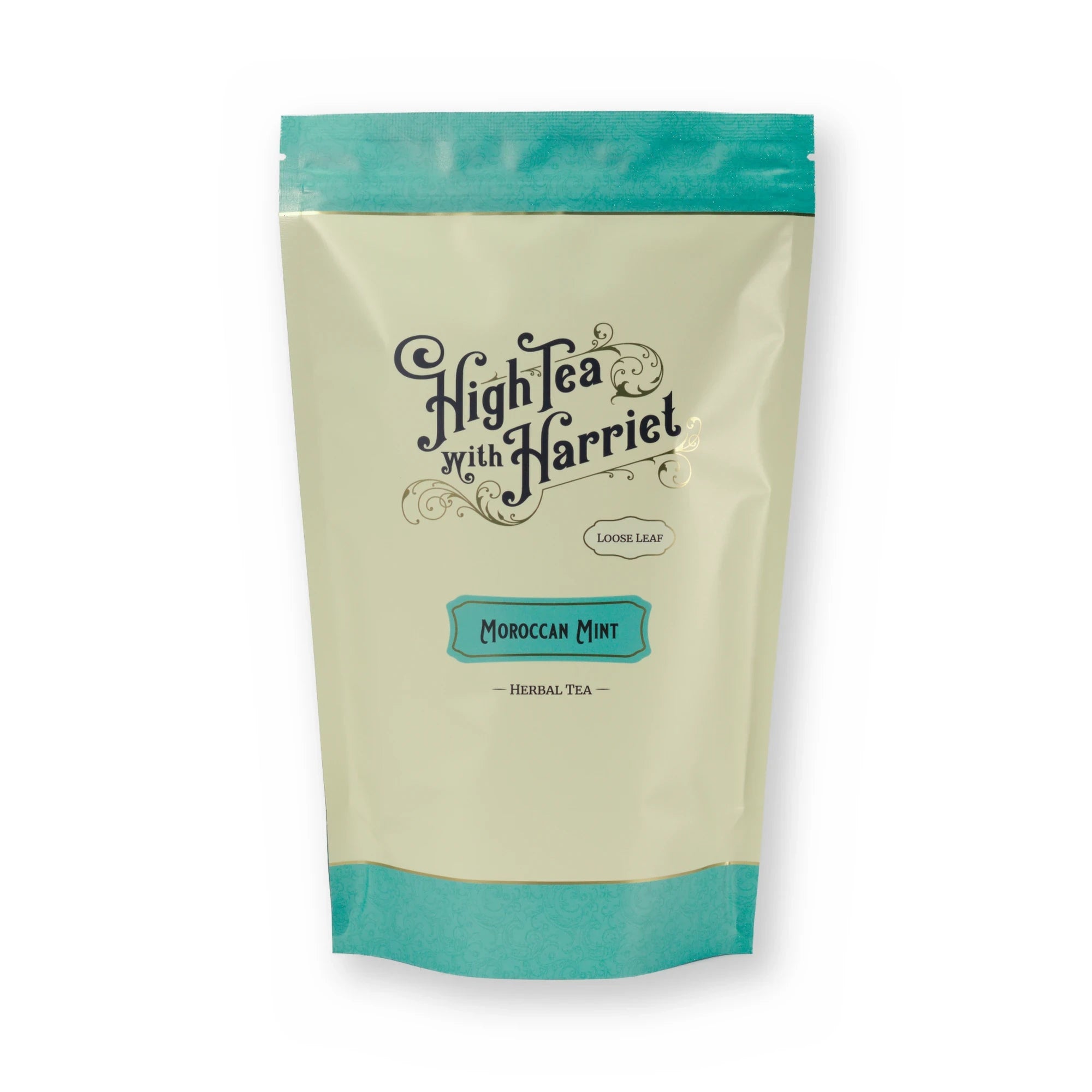 Moroccan Mint mint & florals herbal tea, pouch, front