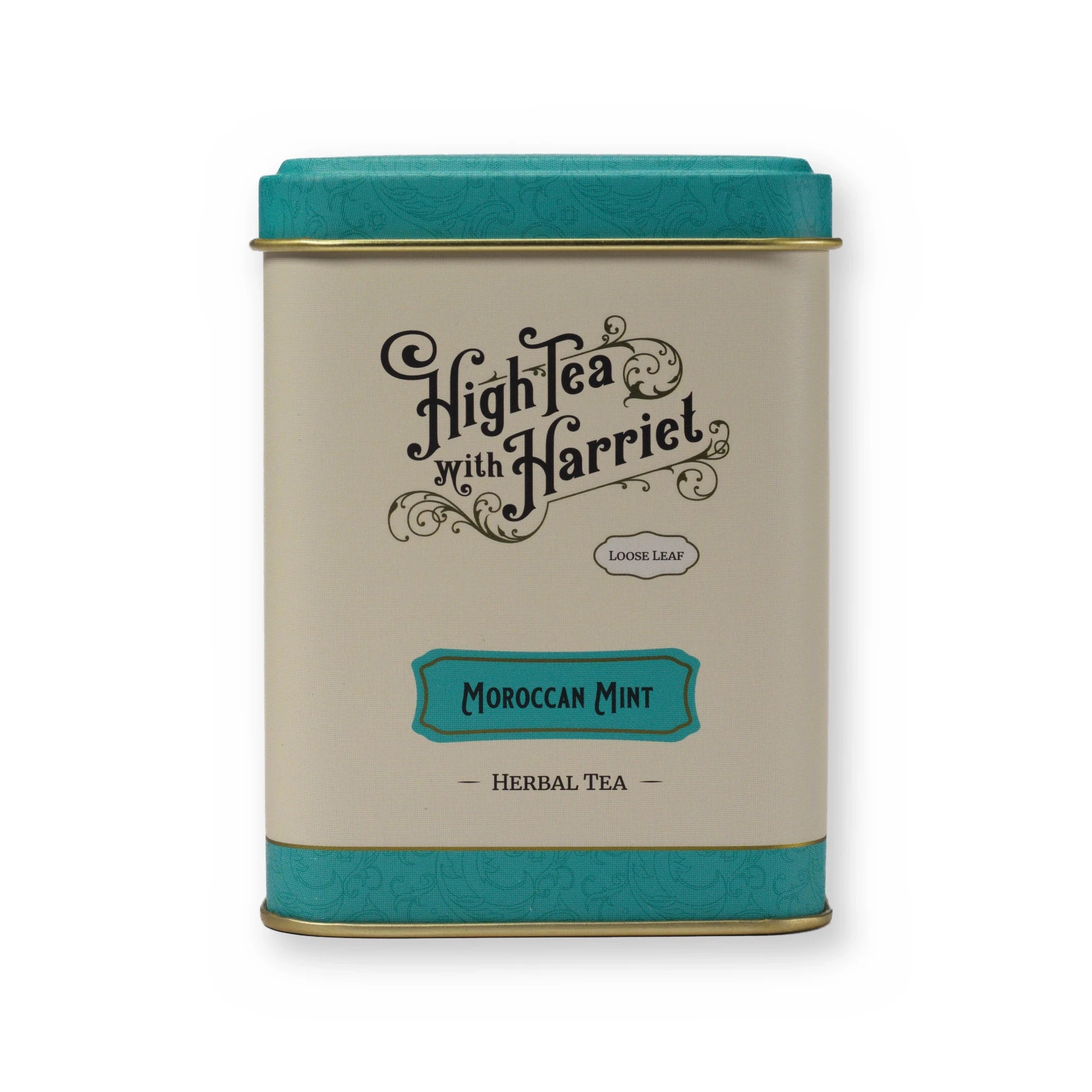 Moroccan Mint mint & florals herbal tea, small tin, front