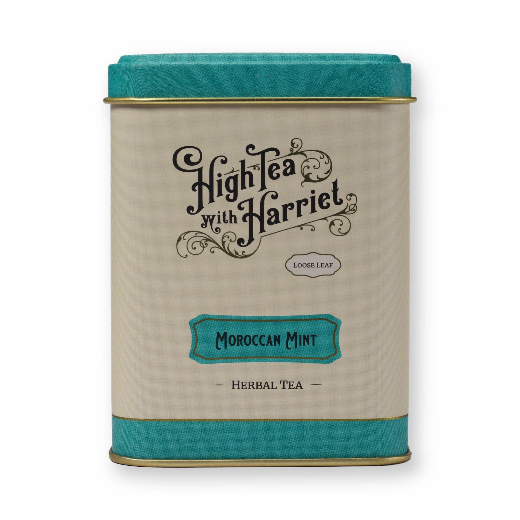 Moroccan Mint mint & florals herbal tea, small tin, front