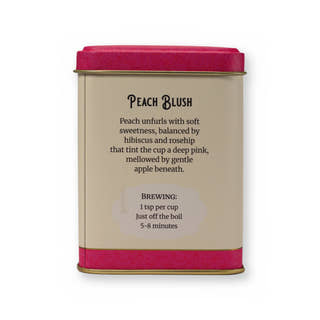 Peach Blush peach & hibiscus fruit tisane, small tin, back