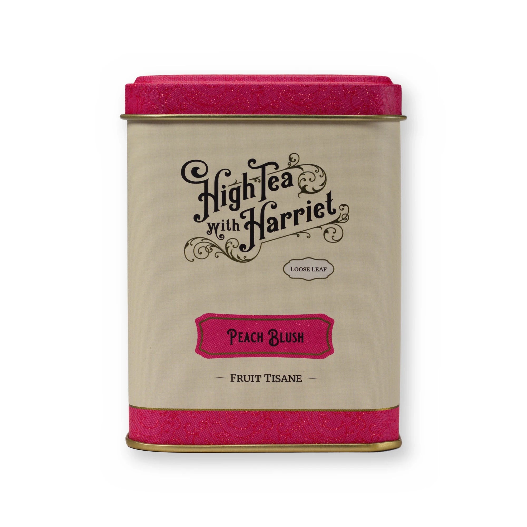 Peach Blush peach & hibiscus fruit tisane, small tin, front