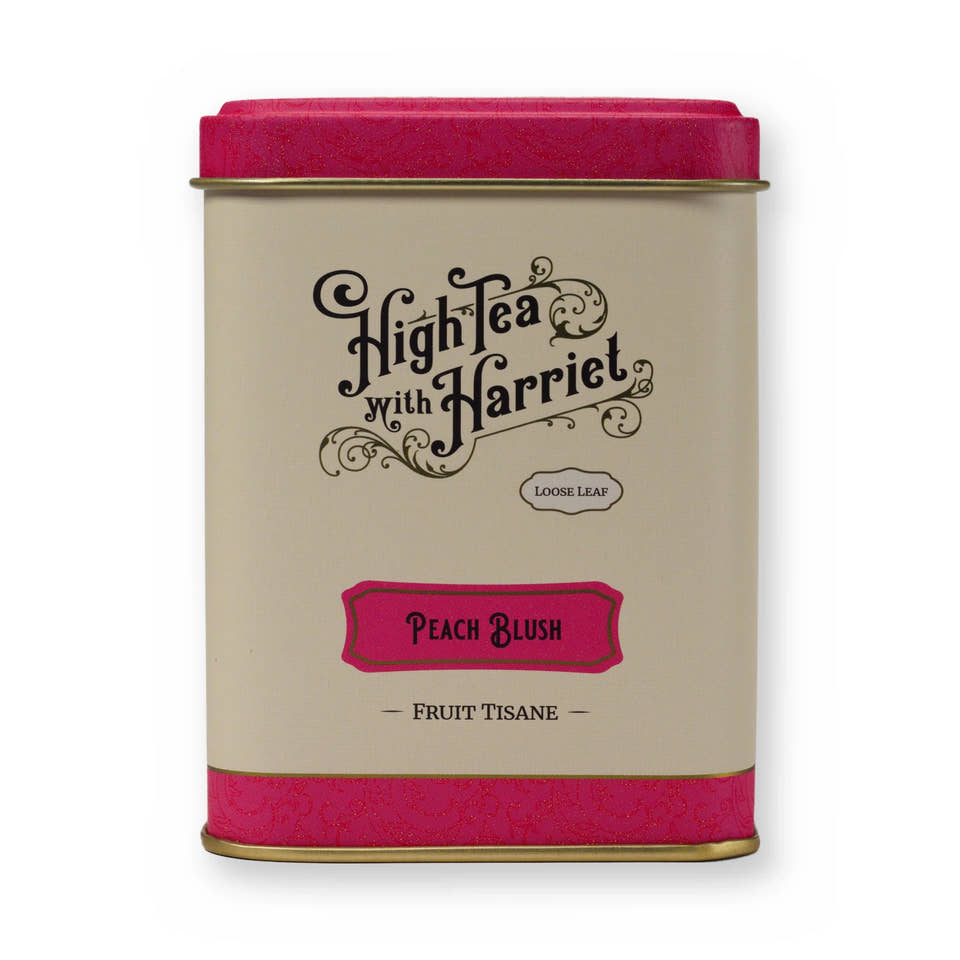 Peach Blush peach & hibiscus fruit tisane, small tin, front