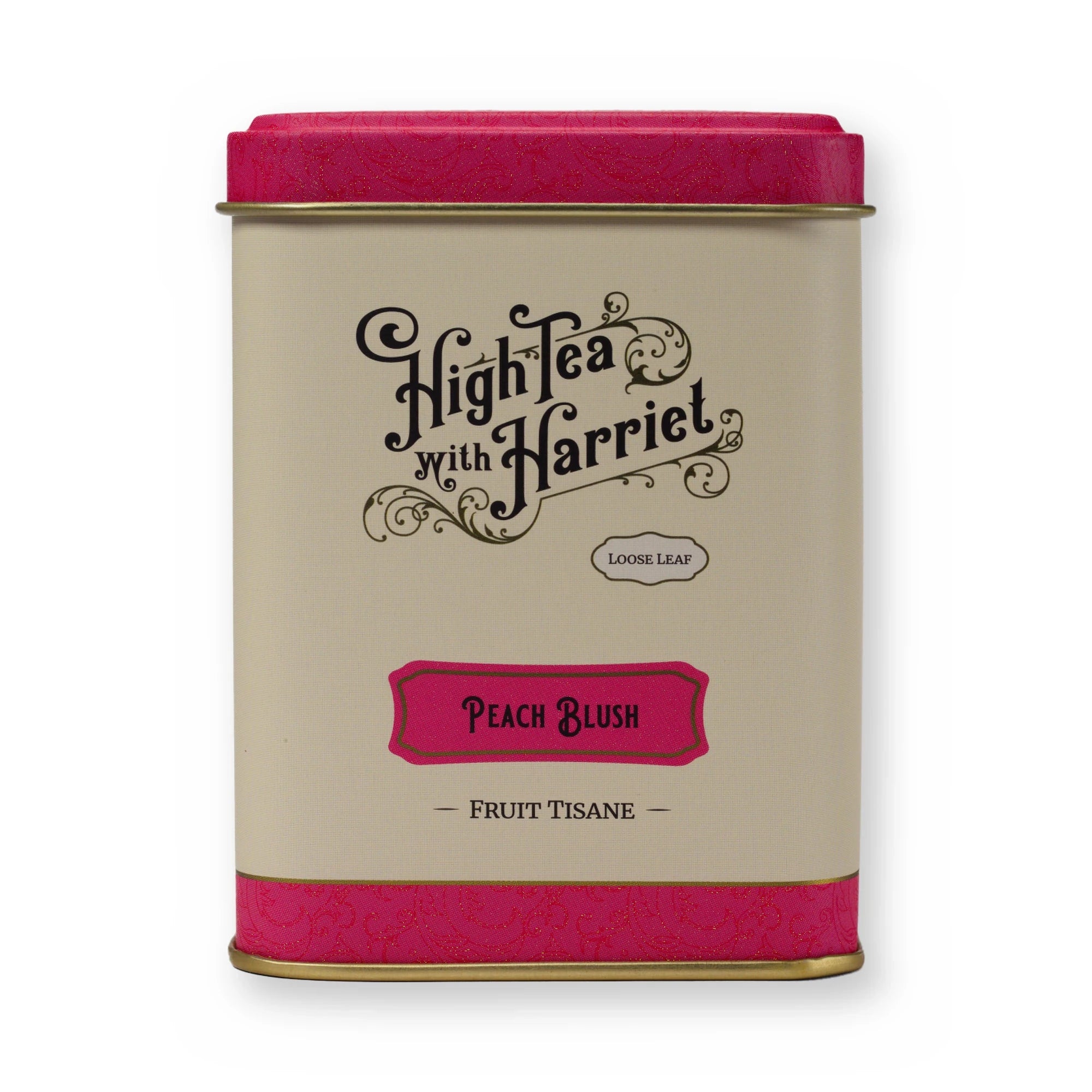 Peach Blush peach & hibiscus fruit tisane, small tin, front