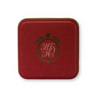 Ravishing Red orange & vanilla rooibos, small tin, lid from above