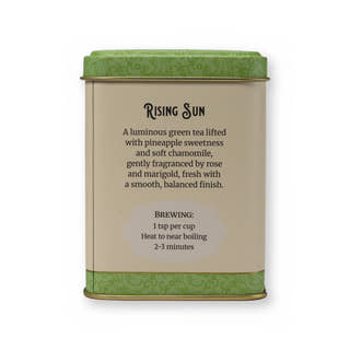 Rising Sun pineapple & blossom green tea, small tin, back