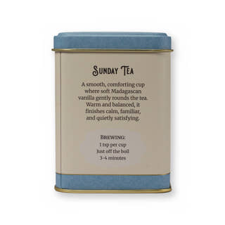 Sunday Tea malt & vanilla black tea, small tin, back