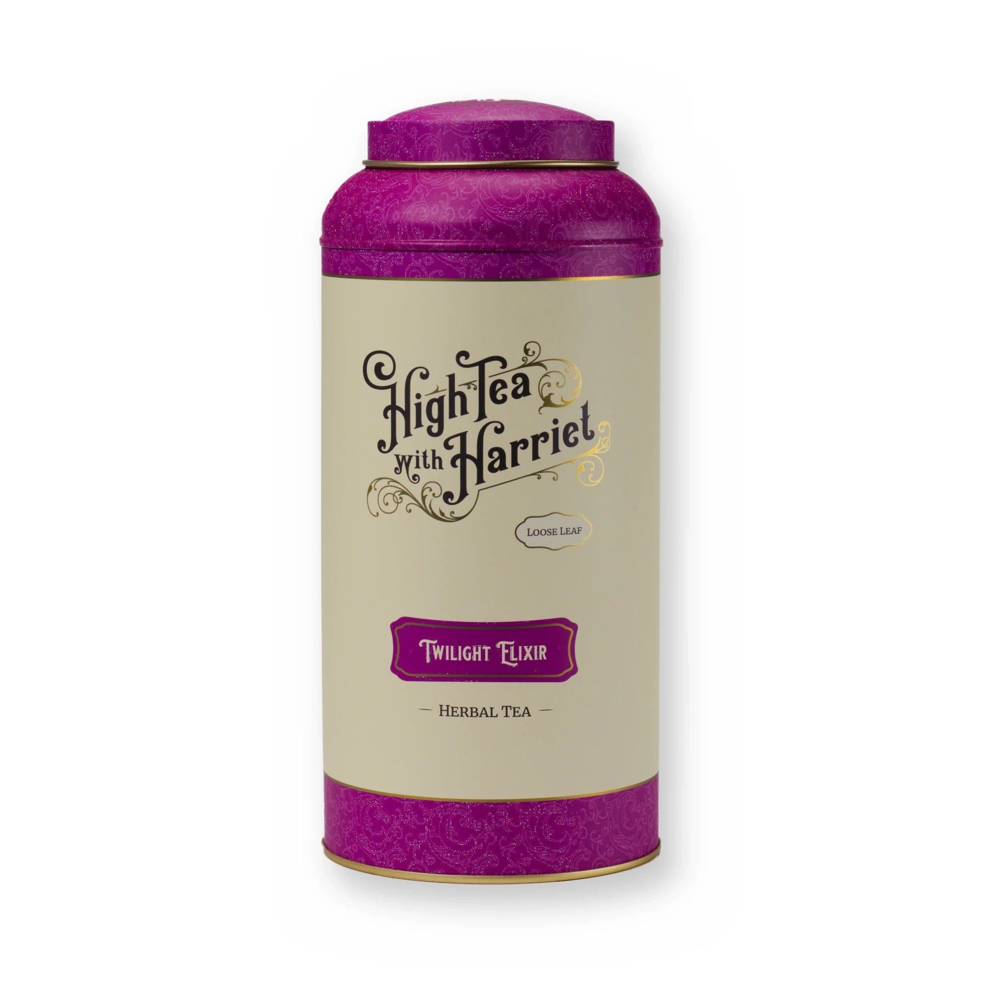 Twilight Elixir lemongrass & ginger herbal tea, large tin, front