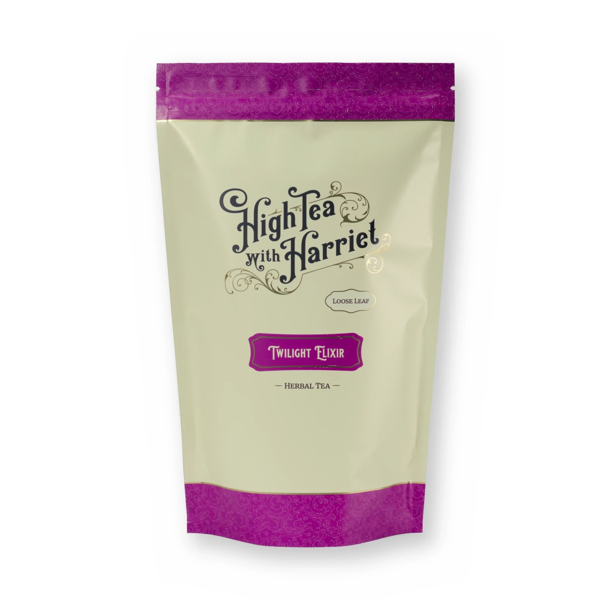 Twilight Elixir lemongrass & ginger herbal tea, pouch, front
