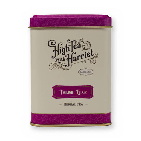 Twilight Elixir lemongrass & ginger herbal tea, small tin, front